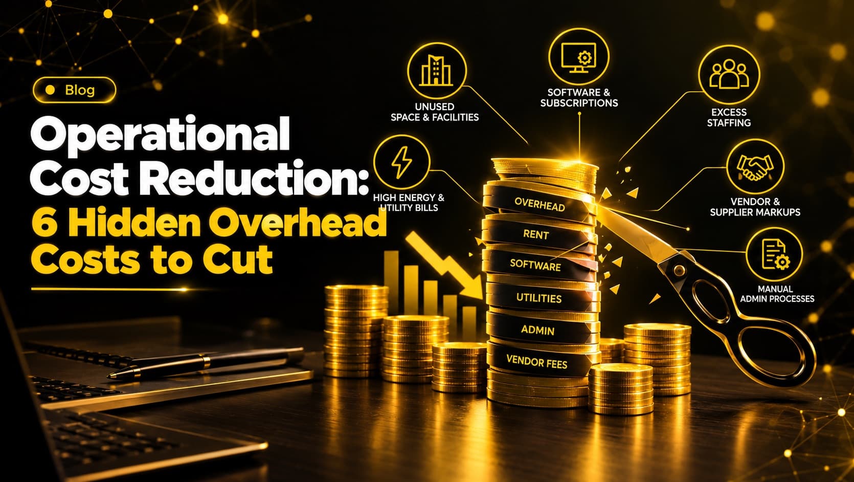 Six hidden overhead costs to cut: unused space and facilities, software and subscriptions, excess staffing, vendor markups, manual admin processes and high utility bills